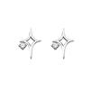 Selección de arte, estilo fresco y dulce, diseño de nicho, pendientes de estrella de cuatro garras con diamantes huecos, elegantes pendientes de estrella de un solo diamante con cuatro garras.