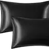 Funda de almohada de imitación de seda teñida directamente de fábrica, funda de almohada para exportación transfronteriza, funda de almohada tipo sobre para comercio exterior