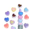 Contas Coloridas em Formato de Coração de Cores Contrastantes em Ambos os Lados com Furos Retos para Correntes de Celular DIY, Chaveiros, Correntes de Bolsa e Acessórios de Joias