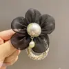 Elegante Faixa de Cabelo de Malha com Pérolas e Diamantes, Faixa de Cabelo de Borracha de Alta Qualidade, Tiara de Flor para Mulheres