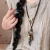 Collar con Colgante de Flor Geométrica con Cuentas, Cadena para Suéter Estilo Étnico Retro, Accesorio para el Cuello Moderno y Elegante, Diseño de Nicho