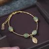 Pulsera Hoja de Jade Hetian de Imitación Natural Yiye Zhiqiu Femenina Ins Nicho 2023 Nueva Joyería Artística Vintage
