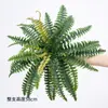 Sensación al tacto hierba persa colgante hojas grandes de helecho decoración de pared simulación pared de fondo de planta verde estilo bosque paisajismo helecho plantas falsas