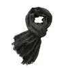 Bufanda Artística Vintage de Algodón y Lino Unisex Moda Rayas de Colores Combinados Collar Largo Corto Viento de Tierra Usada Otoño e Invierno
