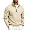 Moletom Masculino Amazon Transfronteiriço Europa e América Comércio Exterior Casual Zíper Gola Alta Engrossado Mais Veludo Cor Lisa Moletom Masculino Homem