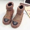 Outono e Inverno 2022 Estilo Coreano Versátil Casual Moda Novas Sapatos Femininos Botas de Neve Solado Grosso Estudante Flat Mao Mao Botins
