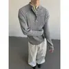 Jersey de Punto Falso de Dos Piezas Estilo Retro Americano Old Money con Cuello Henry para Hombre en Otoño e Invierno Old Money Nouveau Riche de Punto Superpuesto con Doble Cuello