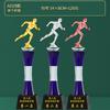 Competencia de Carrera Estatua Pequeña de Oro Juegos de Atletismo Maratón Padre e Hijo Trofeo de Cristal Premio Artesanía Etiqueta Dorada Cristal Blanco