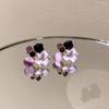 Pendientes de borla con forma de mariposa, bola redonda, dulce y morada, con aguja plateada, a la moda, combinables con todo, con sentido avanzado.