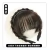 Diadema de peluca para mujer con trenzas de espina de pez, flequillo de aire, flequillo natural realista y herramienta de clip para flequillo
