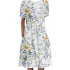 Nuevo Vestido Casual de Primavera y Verano para Mujer Estilo Amazon Europeo y Americano Transfronterizo Talla Grande Estampado Floral de Manga Corta acampanado