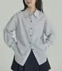 Camisa de Rayas Teñidas en Hilo de Algodón Lyocell, Estilo Salino, Fresca y Artística, Holgada, Adelgazante