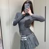 Suéter de punto ahuecado para mujer, nuevo jersey de cuello redondo de punto de primavera y otoño, ajustado y adelgazante, clásico que combina con todo.