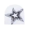 Gorro de Tricô Transfronteiriço, Gorro Jacquard Estilo Americano, Gorro Quente para Outono e Inverno, Gorro Feminino de Puxar, Gorro de Lã Estrela de Cinco Pontas Europeu e Americano