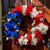 Enfeites de Decoração de Guirlanda de Dia da Independência Transfronteiriços, Flores Artificiais Festivas, Guirlanda de Hortênsia de Dia da Independência, Decorações Penduradas em Círculo de Cipó