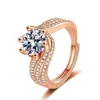 Tráfico Atractivo en Vivo Suministro Popular Anillo Abierto de Circonita Imitación de Piedra de Alto Carbono de 1 Quilate Anillo de Ocho Corazones y Ocho Flechas Joyería para Mujer