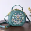 Bolsas Bordadas Transfronteiriças para Mulheres, Nova Bolsa Transversal Estilo Chinês 2026, Bolsa Redonda Pequena Bordada Estilo Chinês, Bolsa de Mão e Bolsa de Ombro