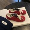 Tênis de treino Forrest Gump com bico quadrado e forro de lã fosco, novo tênis casual feminino retrô com blocos de cores, bico redondo, de couro, sem salto
