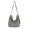 2026 Nueva Bolsa Tote de Gran Capacidad Bolso de Mano de Moda Bolso de Hombro Único Versátil Casual Bolsa de Lona Rayada Bolsa Mujeres