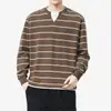 Ropa para Hombre Fengshe / 2026 Primavera y Otoño Nueva Sudadera Rayada Retro Americana Holgada Falsa de Dos Piezas para Hombre