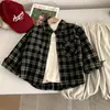 Camisa de manga larga para niño, colección primavera y otoño, camisa de cuadros para niños con cuello, para bebés y niños pequeños, nuevo estilo otoño 2026, prenda exterior versátil
