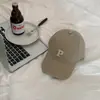 P Carta All-match Cap Feminino Grande Cabeça Rosto Pequeno Boné de Beisebol Estilo Coreano Chapéu da Moda Primavera e Verão Chapéu de Sol para Homens