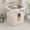 Cubo de arroz para uso doméstico, a prueba de insectos, a prueba de humedad, sellado, recipiente de almacenamiento de harina de grado alimenticio, cubo para comida de gato y perro, cubo de almacenamiento de granos de 15 kg, contenedor de arroz