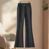 Calça flare justa feita sob medida para mulheres, novo estilo outono e inverno 2026, cintura alta, modelagem que afina a silhueta, com caimento fluido, cintura elástica, calça casual