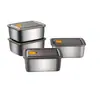 Caja de Acero Inoxidable para Conservar Frescura Caja de Almacenamiento para el Hogar Caja de Sabores Sellada con Tapa Caja para Subenvasado Caja de Almuerzo Cuadrada Caja de Almuerzo Transfronterizo