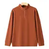 Nueva sudadera de otoño e invierno para hombre, con media cremallera, de lyocell, lana, seda, color liso, holgada, cuello alto, vintage, versátil, moderna