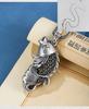 Pingente de Prata de Lei S925 para Homens e Mulheres, Colar com Pingente de Peixe Koi da Sorte Esmaltado Estilo Étnico Vintage