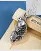 Prata Pura 999 Herança do Método Antigo Filigrana Brocado Pingente de Lítio Prata Esterlina Masculino e Feminino Peixe Carpa Redondo Fivela de Segurança