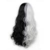 Sobre Rompiendo Balas Rueda de Balas Danza Oso Blanco y Negro Peluca de Cosplay Personificación Turno Cuerpo Femenino Cabello Largo Rizado Blanco y Negro