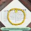 Pulseira Dourada de Contas Estilo Antigo Banhada a Ouro Prata Pura 999 com Unicórnio, Cabaça e Lótus Esmaltados Pulseira Acabada DIY