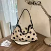 Bolsa de Lona de Lunares para Mujer 2026 Nueva Bolso Grande de Hombro Cruzado Estilo Japonés Retro Bolso Tote Versátil Bolso de Estudiante
