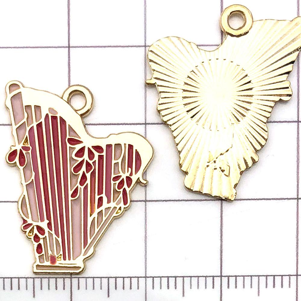21163-XP-粉色锌合金乐器古筝26x20mm-1.9g