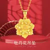 Pingente de Ouro de Areia Vietnamita para Mulheres Flor de Peônia Multicamadas Galvanizado com Ouro Real Suprimento Vivo Estilo Étnico Joias de Ouro de Areia Atacado