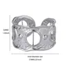 Pulsera de Acero Inoxidable Geométrica de Flor de Versión Ancha Transfronteriza Europea y Americana para Mujer Apertura Ajustable Pulsera en Forma de C Estilo Hip-Hop