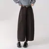 Calças Casuais Retas Largas de Cintura Alta Personalizadas Femininas 2026 Novo Outono Inverno Petite Mãe Cor Sólida Respirável
