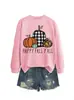 Amazon eBay Estação Independente Moda Casual Feminina FELIZ OUTONO AÍ GALERA Hoodie Estampa de Leopardo Abóbora Outono Inverno