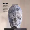 Jingdezhen Estilo Chino Nuevo Jarrón de Cerámica Rugosa Tarro de Cerámica Estilo Wabi-Sabi Decoración B&B Camuflaje Azul Adornos para Arreglos Florales