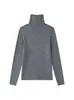 Camiseta básica de punto de seda de morera y cachemira de cuello semi-alto disponible en stock para otoño e invierno, corte ajustado, amigable con la piel, suéter de felpa de lujo ligero
