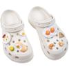 Sapatos com buracos transfronteiriços, acessórios faça você mesmo, simulação de resina fofa, comida, brinquedo, sapatos de ovo de pêssego, decorações de flores, fivela de sapato removível