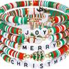 Promoção Quente da Amazon 2024 Natal Pacote com 6 Pulseira Fofa de Alce em Argila Suave Conjunto de Pulseiras Presente para Festa de Mulheres
