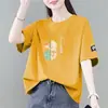 Comercio Electrónico Transfronterizo Comercio Exterior Ropa para Madres Verano de Edad Media Nuevo Estilo Camiseta de Manga Corta Holgada Adelgazante Talla Grande Versátil para Mujer
