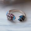 Anillo Koi de Plata Tailandesa Vintage S990 Esmalte Marea Nacional Goteo de Gel Pez Pequeño Marea Anillo Abierto de Pez Año Viejo