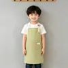 Delantal de Cocina para Niños de Algodón y Lino Rayado, Estilo Coreano, Transpirable, para Trabajo, Catering, Logo Personalizado