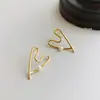 Pendientes de Perla Asimétricos con Forma de Corazón con Diseño de Nicho Estilo Coreano Es77 Plata de Ley 925 en Toda la Superficie Pendientes Simples Estilo Ins Inspirados en Chanel