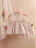 Pijamas de Gasa para Niñas, Conjunto de Falda Floral y Shorts, Suave, Lindo, Transpirable, Conjunto de Dos Piezas de Algodón de Doble Capa para Bebés Niñas