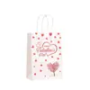 Sacola de Presente para o Dia dos Namorados, Sacola de Embalagem para Lembrancinhas, Bolsa de Papel Kraft com Padrão de Coração, Sacola de Presente, Sacola de Papel para o Dia dos Namorados Chinês